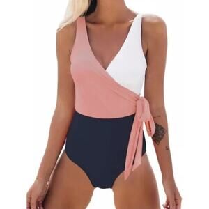 Cupshe Faux Wrap Color Block One Piece Swimsuit XL